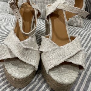Castaner wedge sandals beige cloth size 8